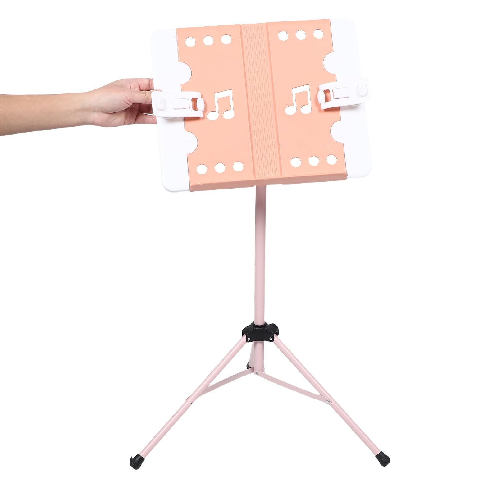 Leggio Pieghevole Rosa Regolabile per Spartiti Musicali | Altezza 11, 81-52, 36 Pollici, Inclinazione 0°-90°, Plastico, Anti-scivolo e Portatile