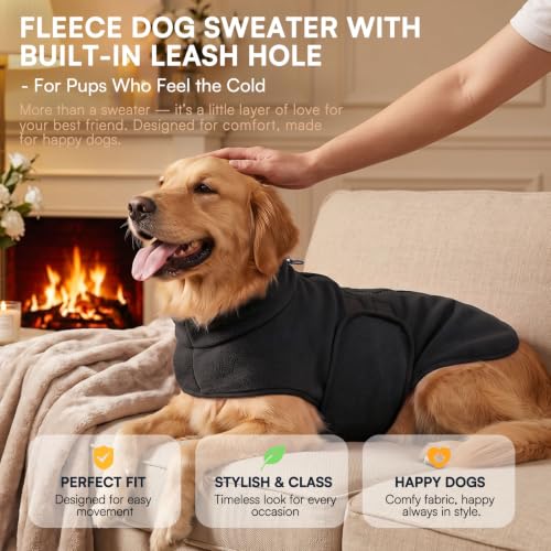 Image of Queenmore Small Dog Sweater,Fleece Dachshund Sweater Jacket with Leash Hole