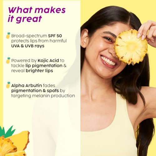 Image of PLIX - THE PLANT FIX Pineapple Lip Balm SPF 50 + Smoothie Moisturizer | Kojic Acid, Vitamin C, Alpha Arbutin | Fades Pigmentation | Brightens Dark Lips & Skin