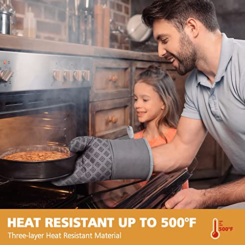 Oven Mitts And Pot Holders Kitchen: 500° Heat Resistant Oven Gloves Silicone Ovenmitts Hotpads Set - Quilted Long Kitchen Mittens Potholders Washable Mits Hot Pads Flexibility For Baking #TOP2