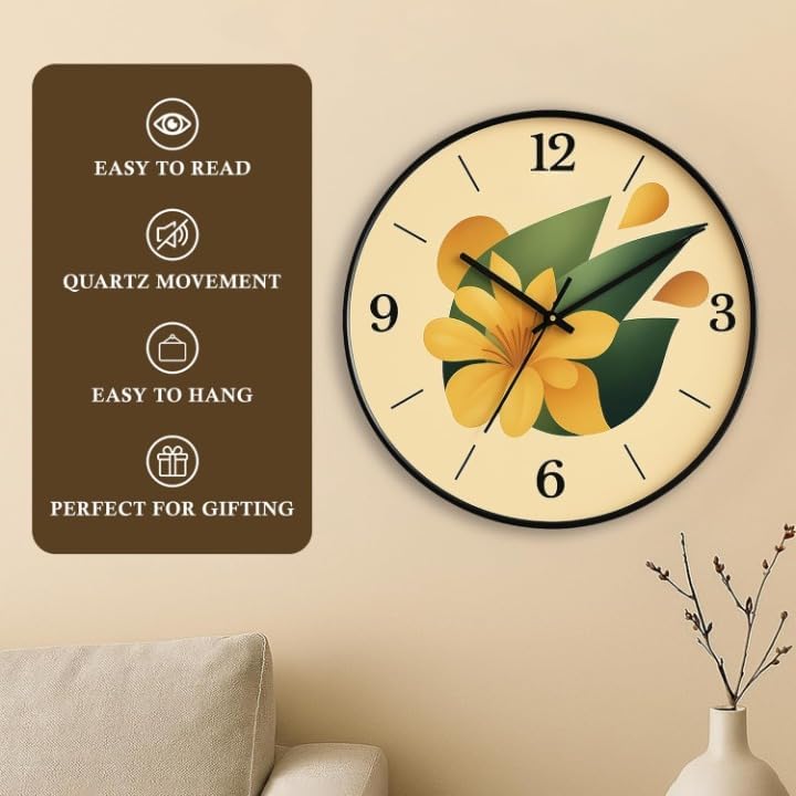Image of Wall Clock 12 inch Silent Quartz Decorative Wall Clock Non-Ticking Classic Digital Clock Battery Operated Round Easy to Read Handheld Complete Home /Kitchen /Bedroom (408)