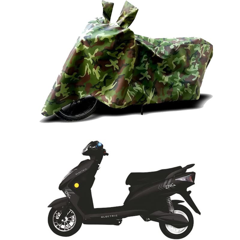 Image of 100% Water Resistant Bike Scooty Two Wheeler Body Cover Compatible for Kinetic Green Zing Big B /UV-Rays /Heat Protection /Birds Dropping /Scratchproof /Dust Proof /Waterproof /All [Green MJ]