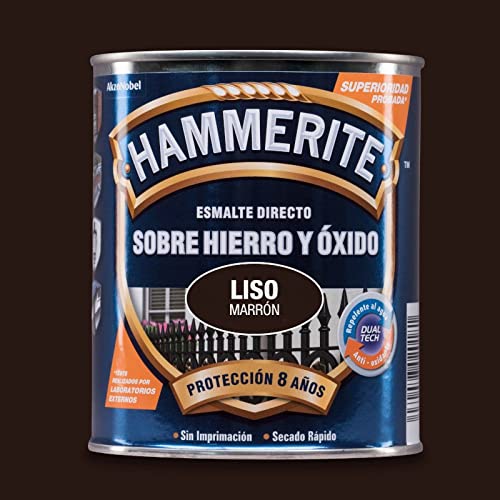 Hammerite Esmalte directo sobre hierro y óxido, Liso Brillante, Color Marrón, 250 ml (Paquete de 1)