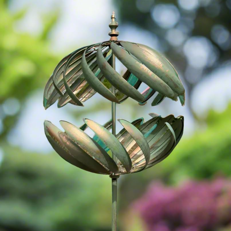 Kenwood wind sculpture spiner variations (Verdigris with Gold brush)