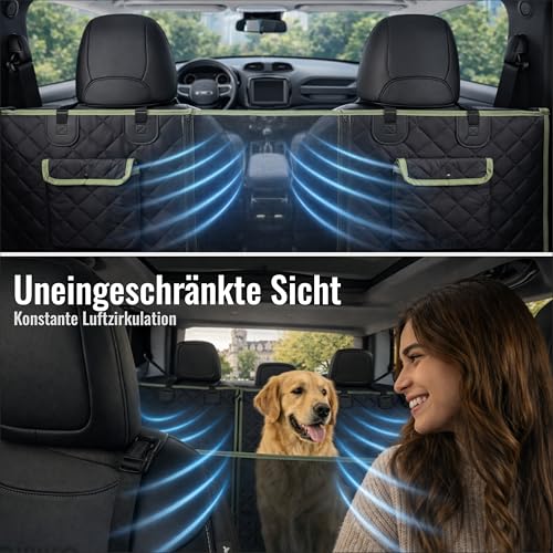 Nafra Home Rückbankschutz Hund 6-in-1 – Sitzschutz Auto Wasserdicht 600D Mit Netzfenster Und Seitenschutz – Schonbezüge Auto Universal Für Rücksitz Vorder- Und Kofferraum
