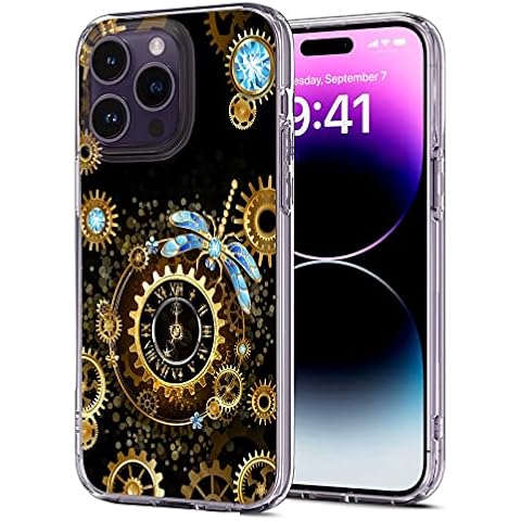 Steampunk Clocks Clear Case Shockproof Designed for iPhone 14 Pro 6.1 inch Cover