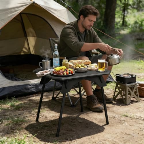 ele ELEOPTION Mesa de Camping Portátil Plegable Pequeña con Patas de Aluminio Color Negro miniatura 4