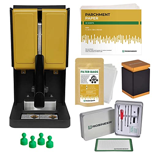 Portable Heat Press Machine and Complete Accessories Bundle, 1500 lbs Force, Dual Heat Plates - [Gold Yellow]