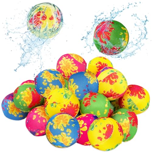 30 Pack 2' Reusable Water Splash Balls, Soft Water Absorbent Balls for Adults & Family, Pool Party Games, Beach Activities & Outdoor Summer Fun