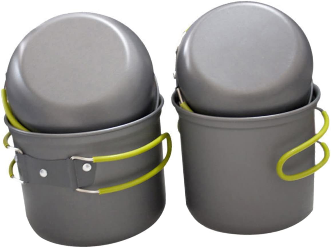 1set Portable Outdoor Camping Cookware Oxide Insulated Handles Non-Stick Collapsible Design for People Easy Clean Cooking Pot for Hiking Picnics