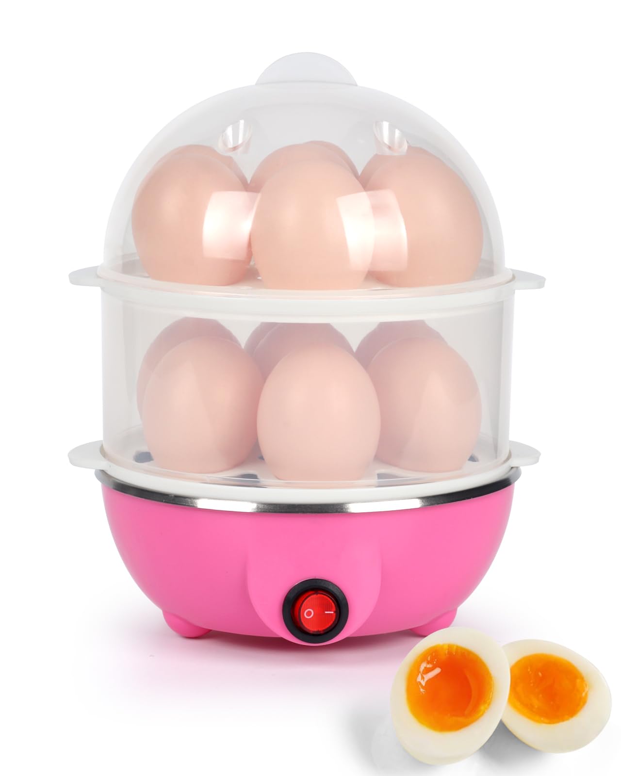 Egg Cooker,350W Rapid Electric Egg Maker,Egg Steamer,Egg Boiler,Egg Cookers With Automatic Shut Off,14 Egg Capacity Double-Layer Lazy Egg Boiler,Multifunction Heated Milk,Heated Food