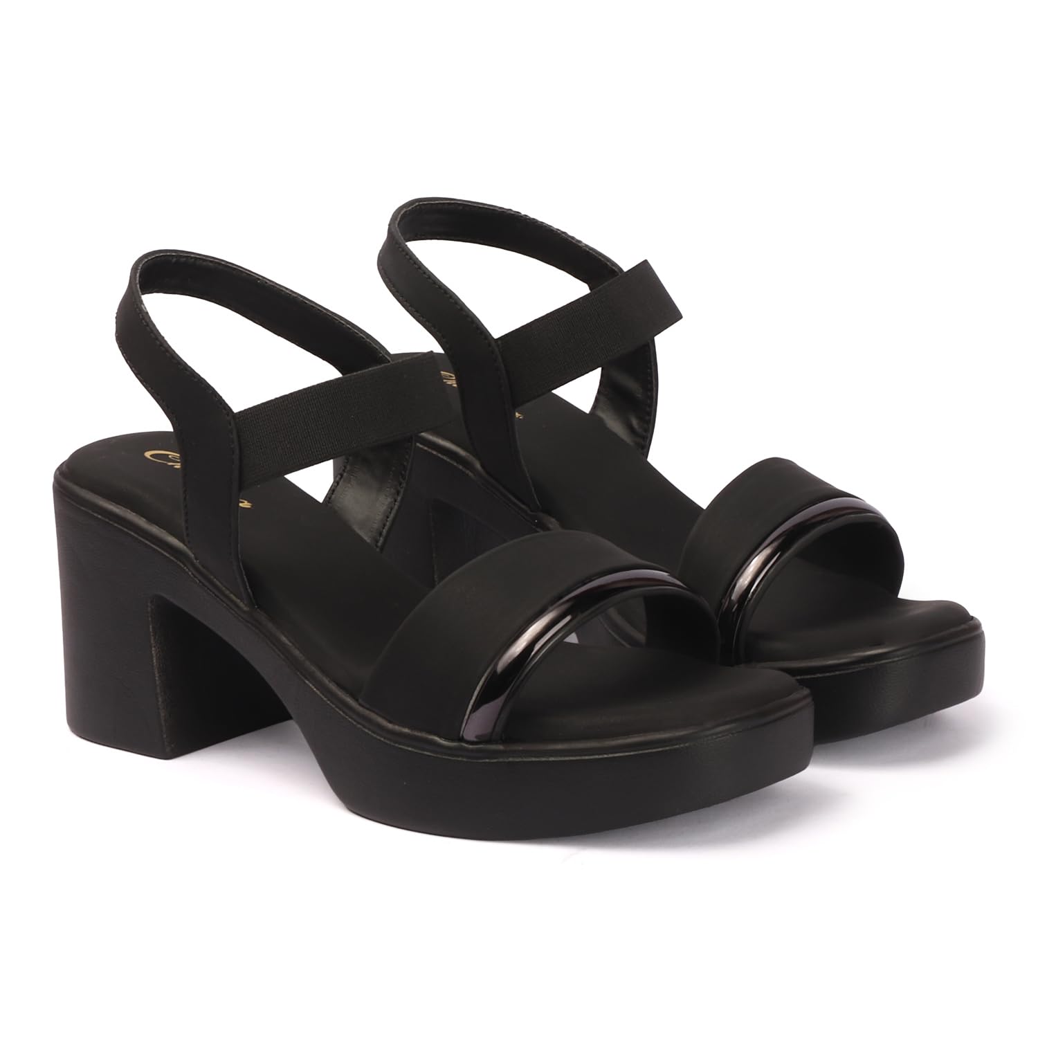 Fashion Fancy Solid Backstrap Comfortable Sole Stylish Casual Heel Sandal,for Womens & Girls | Heels For Women's Daily Use | Sa For Party | Festive| Wedding |(CR-460-BLACK)-image-25