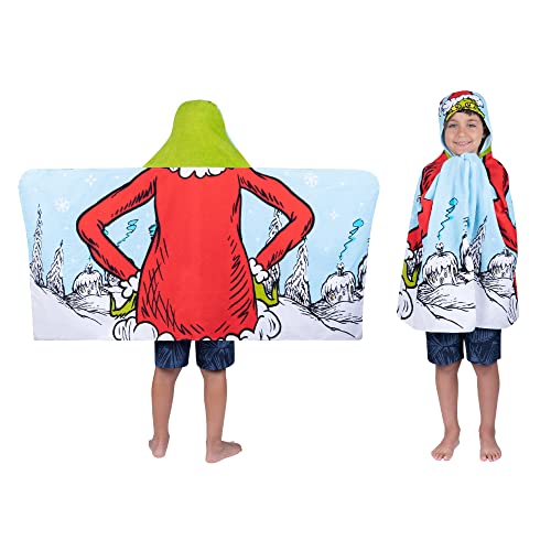 Image of Grinch by Dr. Seuss Holiday Kids Bath /Pool /Beach Soft Cotton Terry Hooded Towel Wrap, 24 in x 50 in,(Official Dr. Seuss Product) by Franco