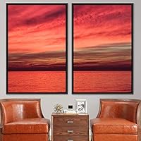2 Piece Framed Canvas Wall Art Skyline and Sunset Canvas Prints Home Artwork Decoration for Living Room,Bedroom - 16