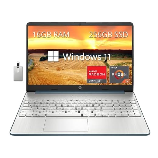 HP Laptop FHD de 15,6 polegadas, processador AMD Ryzen 5-5500U, placa de vídeo AMD Radeon, 16 GB de RAM, SSD PCIe de 256 GB, webcam HD, Bluetooth, Wi-Fi, Win 11, azul, cartão USB Hotface de 32 GB