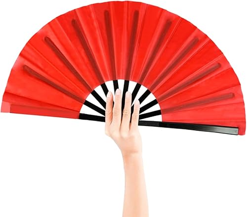 Miniatura 27 de Paquete de 4 ventiladores de mano plegables grandes para baile de línea, ventilador chino de Kung Fu de mano, abanicos plegables decorativos