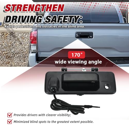 Image of Rear Tailgate Handle w /Backup Camera & Key Hole Comes with RCA Plug for Toyota Tundra 2014-2019 Toyota Tacoma 2016-2020 69090-0C090