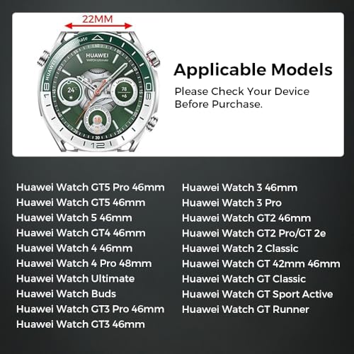Correa metálica de titanio compatible con Huawei Watch GT 46mm 22mm miniatura 5