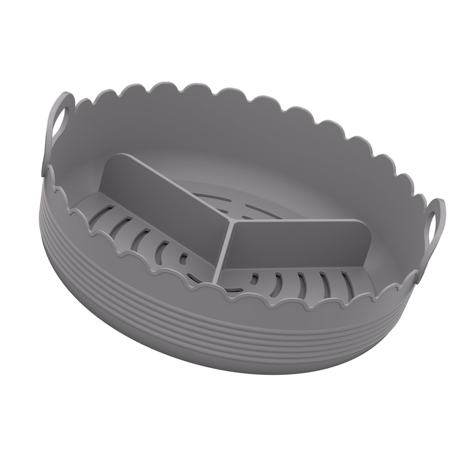 Pangboer Grey Meal Prep Air Insert, Round Silicone Basket Accessory With Raised Divider Tray For Cleaner Everyday Cooking Round Air Basket Insert Silicone Tray Divider Handles Cleanup Cooking Accessory Meal