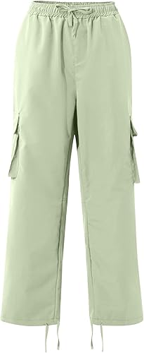 Miniatura 3 de WENKOMG1 Pantalones cargo de algodón para hombre, cintura elástica sólida, pierna recta, pantalones con cordón, pantalones ajustados para hombres