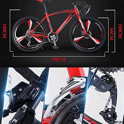 YQCXG Hybridrad, Rennrad aus Aluminiumlegierung, 26 Zoll, 24- und 27-Gang-Rennrad, Doppelscheibenbremsen, Rennräder, ultraleichtes Rennrad (rot, 27) – Bild 8