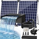Biling Kit cascade solaire en acier inoxydable 70W complet avec pompe et filtre 2500L/H lame cascade 32 cm pour bassin de jardin, bassin à carpes koï, bassin de baignade, jeu d'eau, décoration de