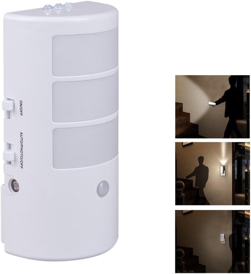 dbsmart Multifunction LED Motion Sensor Night Light, 110V-220V, US Plug, Wall Charging Emergency Flashlight, for Bedroom, Reading Room, Kids Room, Baby Room (White Light)