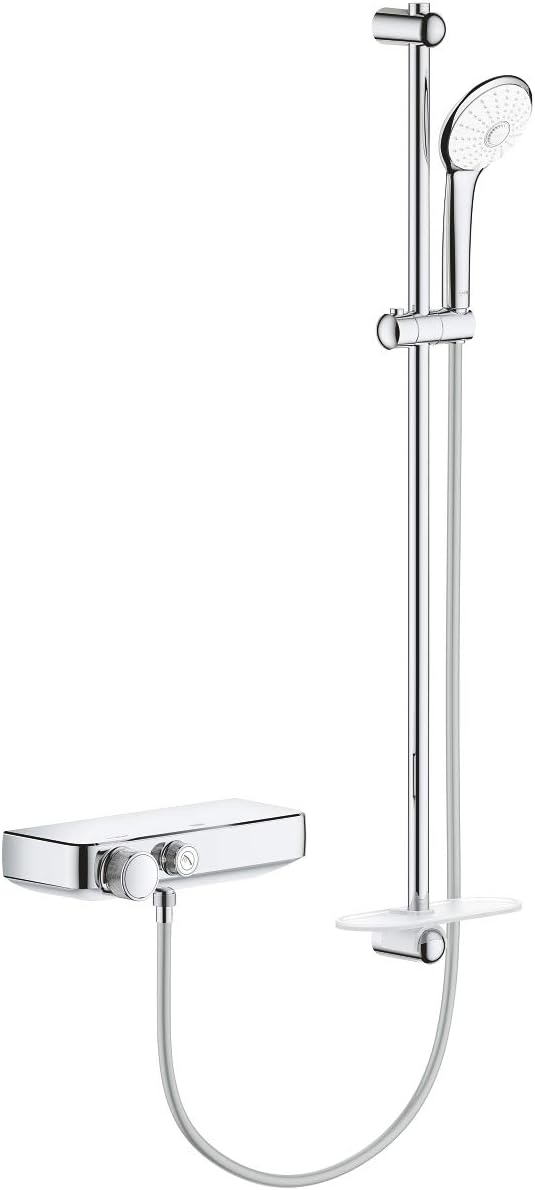 GROHE Grohtherm Smartcontrol Thermostatic Shower Mixer with 3-Spray Euphoria 110 Massage Shower Set (900 mm Shower Rail), Made in Germany, Chrome, 34721000