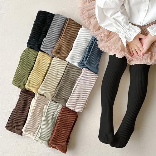techcity Toddler Little Girls Tights 3 Pack Cotton Seamless Leggings Stockings Cable Knit Pantyhose 2-14T3
