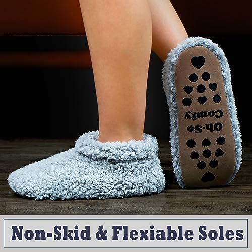 Cozylook Fuzzy Slippers for Women Indoor, Warm Bedroom Slip On Shoes, Winter Fluffy House Socks with Grippers, Cozy Christmas Gifts Unique