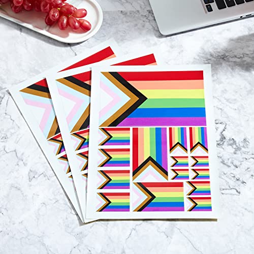 Image of CANTENDO 3 Pack Progress Pride Rainbow Flag Decal - Progress Pride Rainbow Flags Reflective Vinyl Car Stickers - for Car Window Bumper Waterproof Sticker (12 x 8.5 Inch)