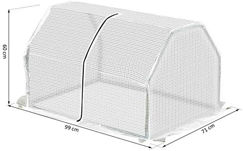Outsunny Mini Greenhouse Grow House PVC Cover Steel Frame White 99L x 71W x 60H cm