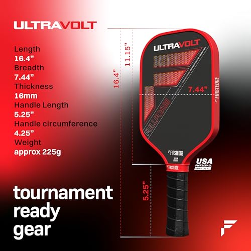 Image of UltraVolt Full Foam Core USAPA Approved Gen 4 | Japanese Toray T700 Carbon Fibre Pickle Ball Racket | Thermoformed | Pickleball Paddle Premium PU Racket Cover Included (16MM)