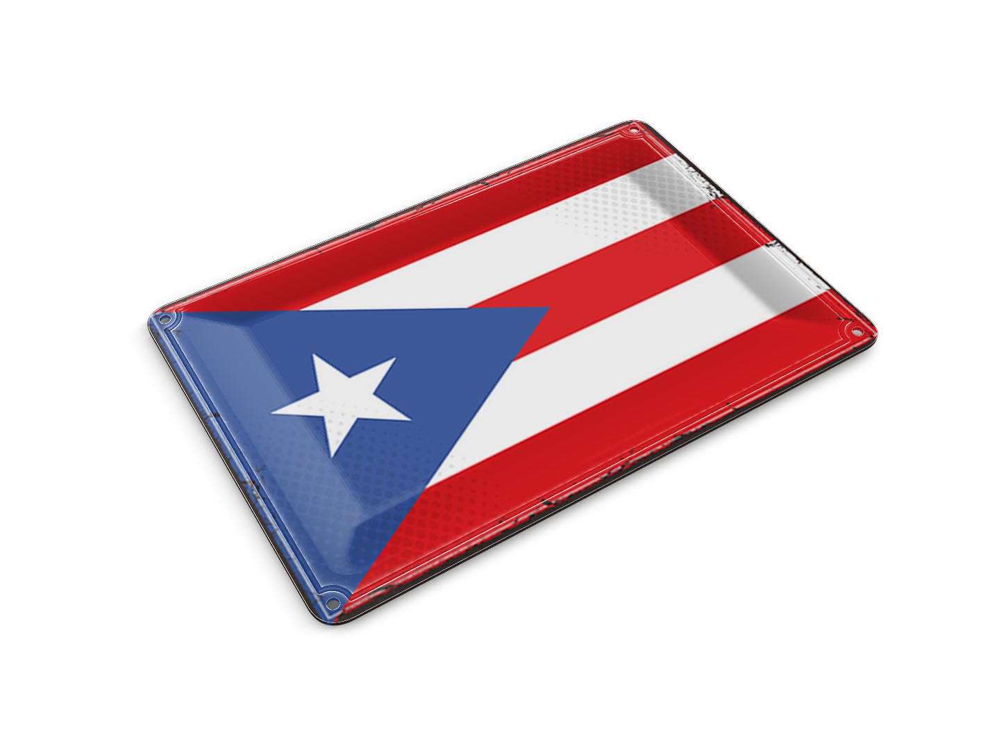 Femer Tin Postcard Puerto Ricos Flag 14 x 10 cm Retro Puerto Rico Decorative Sign