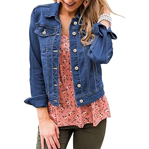 Roskiky Womens Jeans Jacket Womens Spring Jackets Blue Jean Jackets For Women Plus Size Summer Clothes For Women Womens Jean Jackets Nightfall blue Size Small fits Size 8 to Size10 Cover
