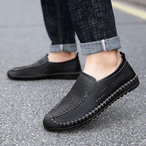 Men's Breathable Perforated Loafers Hand-Stitched Soft Sole Casual Shoes Slip-on Driving Moccasins for Men4