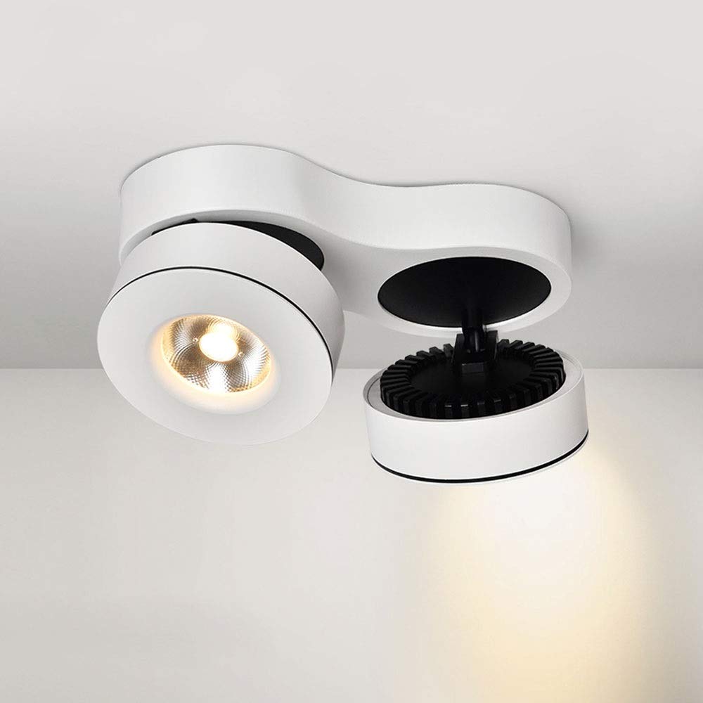 Faretti Da Incasso Nordici Super Luminosi A Doppia Testa Da 12W Cob, Senza Strobo, A Risparmio Energetico, Orientabili A 220°, Per Soffitto, Illuminazione Commerciale, Co,White-Warm light3000k