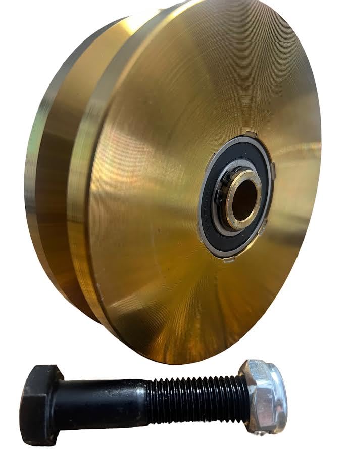 Miniatura 6 de JM - Rueda de acero con ranura en V de 6 pulgadas con puerta corredera de doble rodamiento, 5000 libras de rodillo deslizante + tornillo