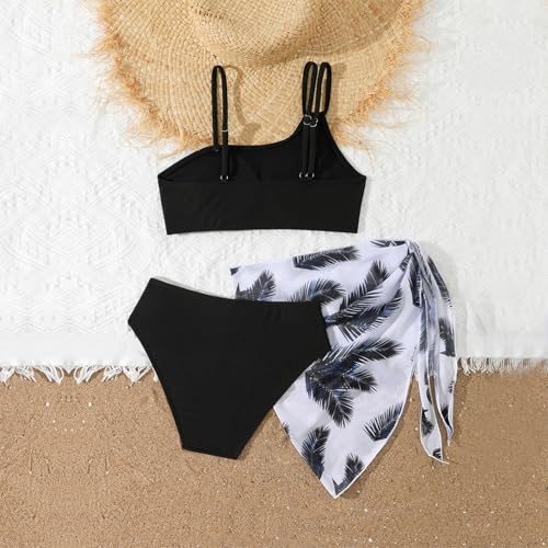 Moily Kids Girls 3 Pcs Bikini Sets Straps Swim Crop Top Brief with Wrap Skirts Bathing Suits3