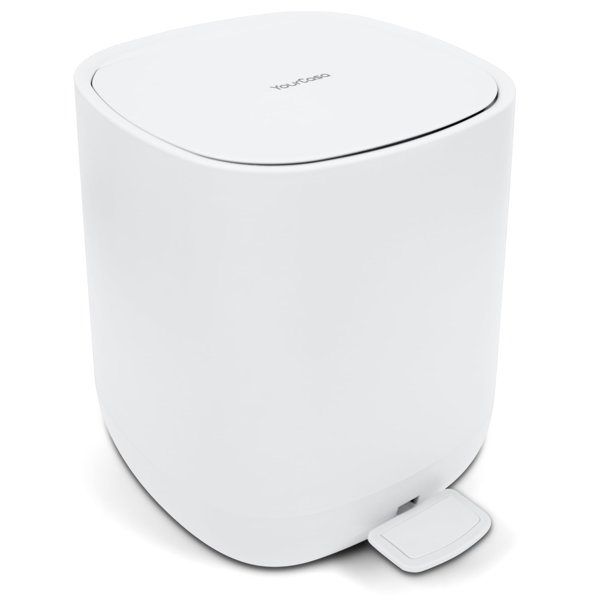 YourCasa Mülleimer Bad [5L] - Elegantes Design - Badeimer - Kosmetikeimer Badezimmer Klein - Badmülleimer mit Deckel und Softclose – Abfalleimer Toilette WC - herausnehmbaren Inneneimer (Weiss)