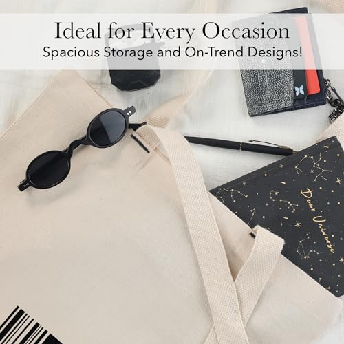 Image of Amazon Brand- Eono, 100% Cotton Cloth Bag,Reusable Tote Bags,Shopping Bag For Grocery, Vegetable Bag For Shopping, Aesthetic Carry Bag, Aesthetic Bags For College, Folding Bag - Style2