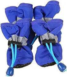 Sapatinho Cachorro Pet Bota Meia Chuva Antiderrapantes Impermeável Calçado Gato Acessório Resistente Roupa Frio Calor (Botas Azul M: 4,0 x 5,0cm)
