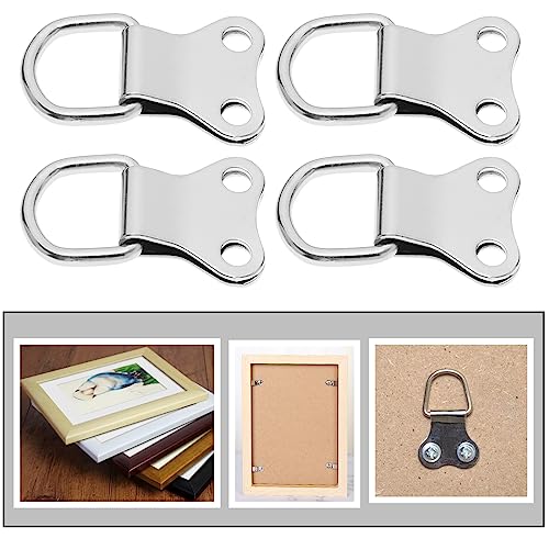 Image of 50PCS D-Ring Picture Frame Hanging Hook Double Hole Photo Frame Hangers with Screws Wall Bracket Hanger for Picture Hanging Silver-Plated 3.5x2.2cm