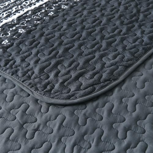 Parure de lit bohème king size noire en microfibre légère