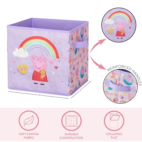 Image of Idea Nuova Storage Cubes for Kids,2 Pack Collapsible Fabric Bins with Handles, Organizer Boxes with Handles for Bedroom,Playroom & Nursery,Peppa Pig