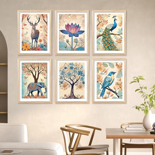 Image of kotart Modern Art Digital Painting for Wall Decoration - Natutre Inspired Wall Art Prints for Living Room Bedroom Office Room Decor (13X17 INCH, C) Pack of 6