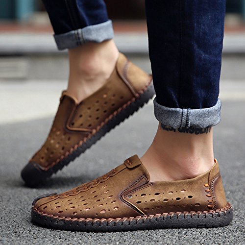 AQIXIDX Men's Outdoor Hiking Sandals Closed-Toe Breathable Lightweight Walking Sandals In Casual Fashion Leather Athletic Sports Shoes4