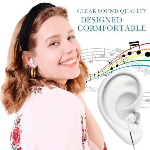Image of Kanayu 25 Pack Wired Earbuds Bulk for Classroom, 3.5MM No Mic,Black White