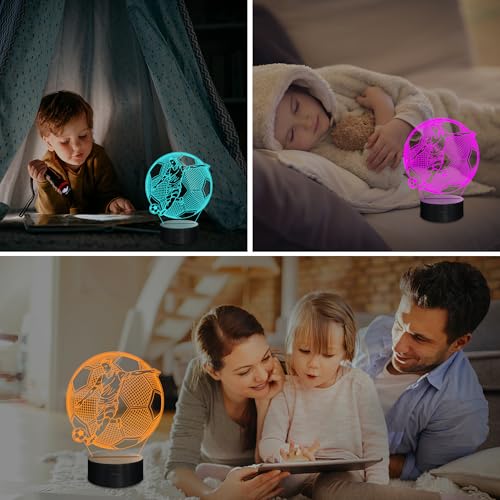 Anywin Boys Football Gift: 3D Illusion Soccer Night Light with Remote, 16 Color Changing for Kids' Bedroom Decor - Image 4