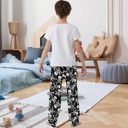 Boy's Pants Pirate Skull with Crossed Swords Jogger Pants Elastic Waist Long Bottoms Trousers with Pockets 6-14 Y3